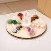 Crystal Desk Display Ornament with Wooden Plate Mineral Degaussing Mixed Stone Crystal Stone Chips Set for Spiritual Meditate