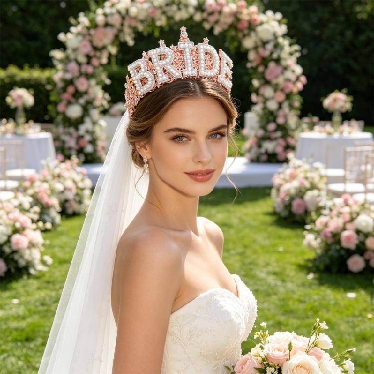 Bridal Pearls Crowns Stylish Graceful Crowns Wedding Photo Accessory Bride Crystal Hairband Wedding Photo Props