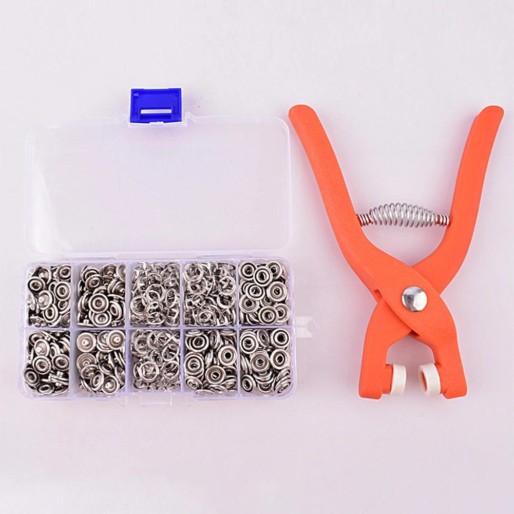 

50Pcs Metal Snap Button Kit With Hand Pressure Plier Storage Box Concealed Buckle For Sewing DIY Crafts