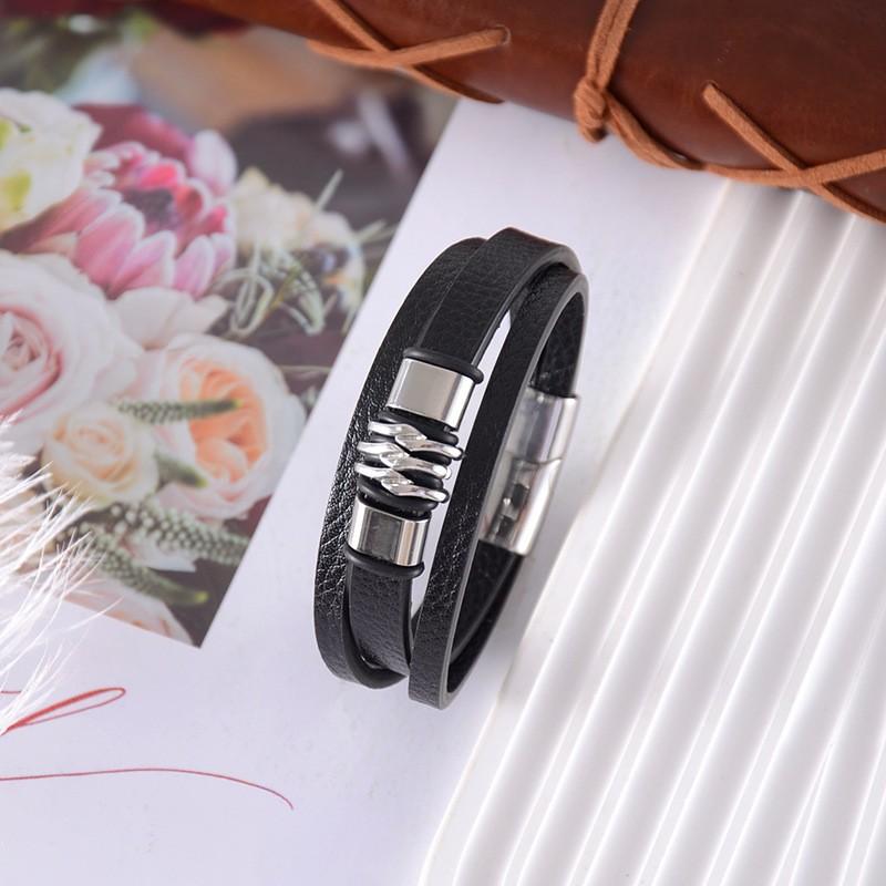 Новый Модный Простой Кожаный Мужской Браслет Ювелирный Аксессуар Высококлассный Нишевый Мужской Браслет 9.5Inch