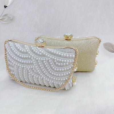 New Retro Pearl Bag Women's Cheongsam Handbag Beaded Diamond Dinner Bag Hand-held Evening Dress Bag