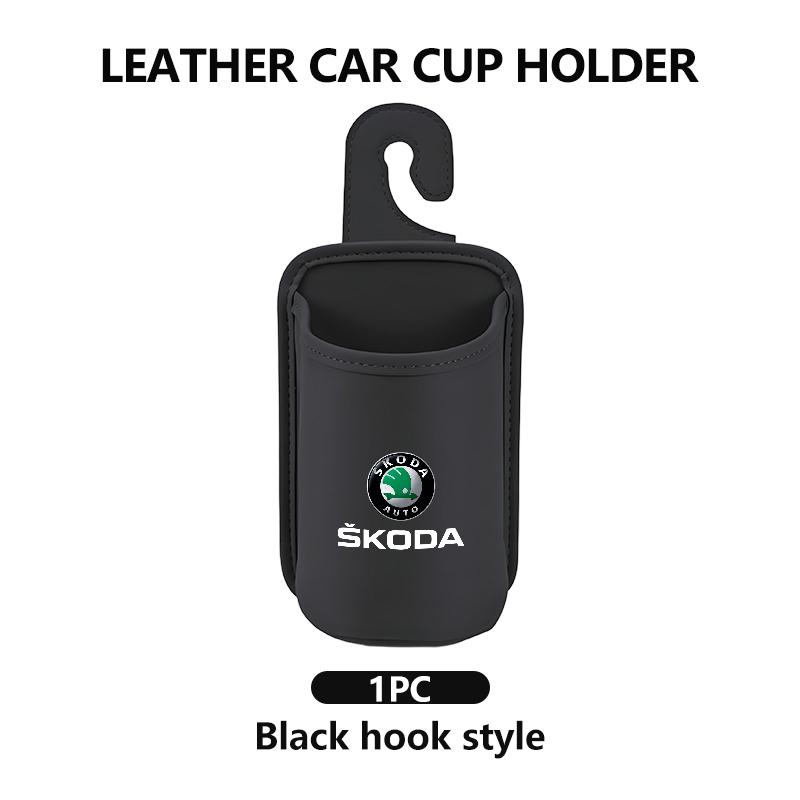 Für Skoda Leder Auto Wasserbecherhalter Innen Getränkehalter Organizer Zubehör Fabia 1 2 Octavia a7 RS Superb Rapid Yeti Karoq