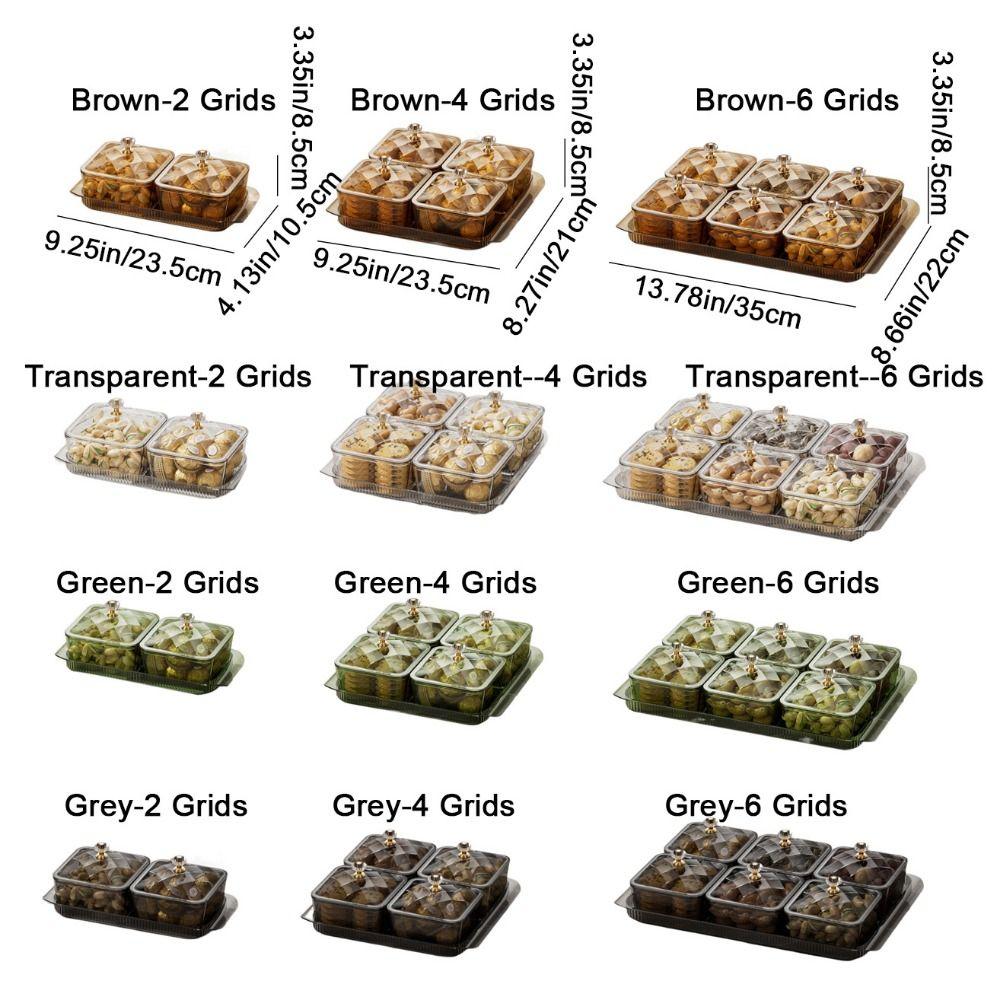 Dustproof Fruit Plate Partition Platter 2/4/6 Grids Snack Dessert Tray  Living Room