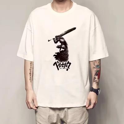 Japanese Anime Berserk Guts Funny T Shirt Men Cool Manga Graphic Short Sleeve Women 100%Cotton Harajuku Hip Hop Tees Y2k Tops