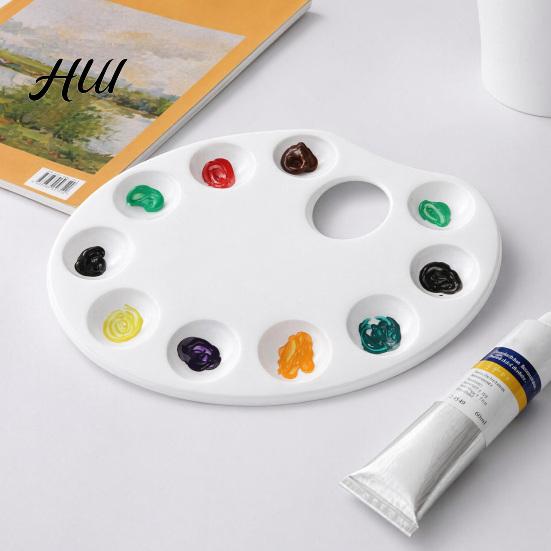 Portable Pigment Holder Paint Palette, Ten-hole Color Mixing Tray, Durable Thickened Washable Plastic Tray Art Supplies, for Watercolor Acrylic
