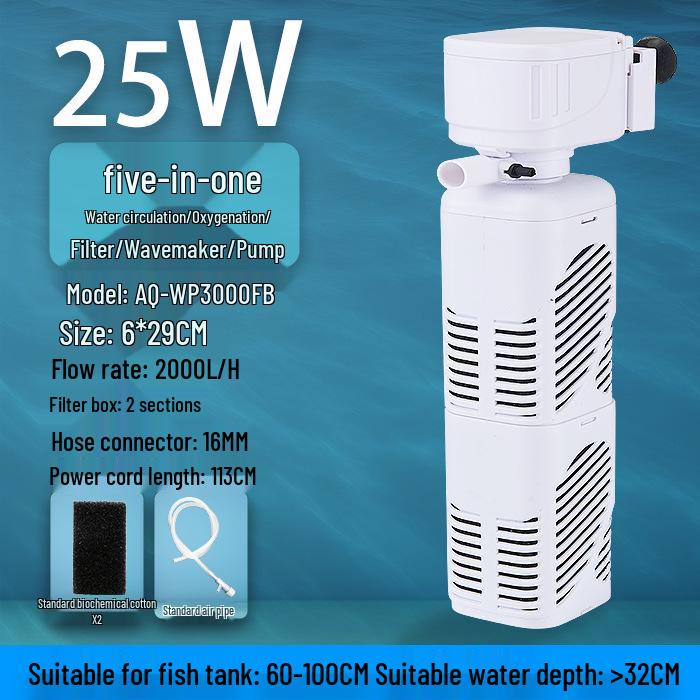 Ultra-Quiet 3-in-1 Aquarium Water Pump & Oxygenator