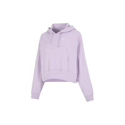 Solid Color Logo Print Drawstring Hoodie With Long Sleeves Women Hoodie Purple DM6418-530