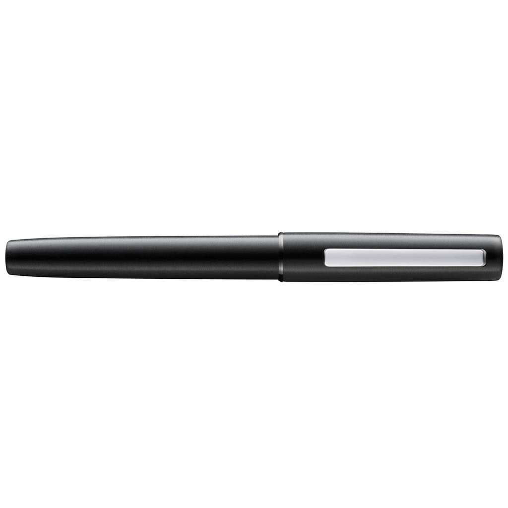 Lamy Aion Black Fountain Pen Modern Lightweight and Seamless Anodized Aluminum Stainless Steel Clip Steel Fine Point Includes Blue Ink Cartridge -