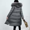 Winter Women Parka Cotton Jacket Windproof Padded Coat Zip Up Long Sleeves Furry Hood Heat Retention Knee Length Solid Color Outwear with Pockets
