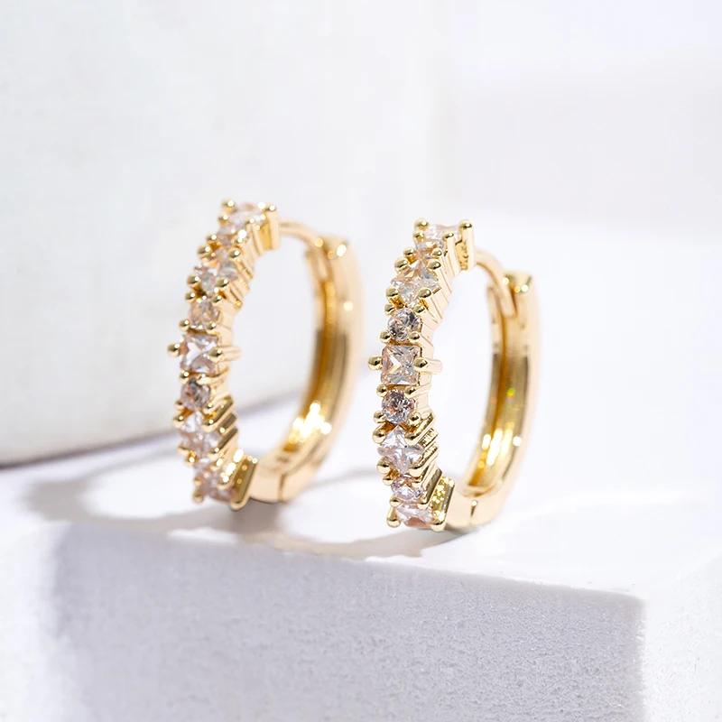 Luxury Stainless Steel Colorful Zircon Hoop Earrings For Women Fashion Korean Huggie Earrings Wedding Jewelry Pendientes Mujer