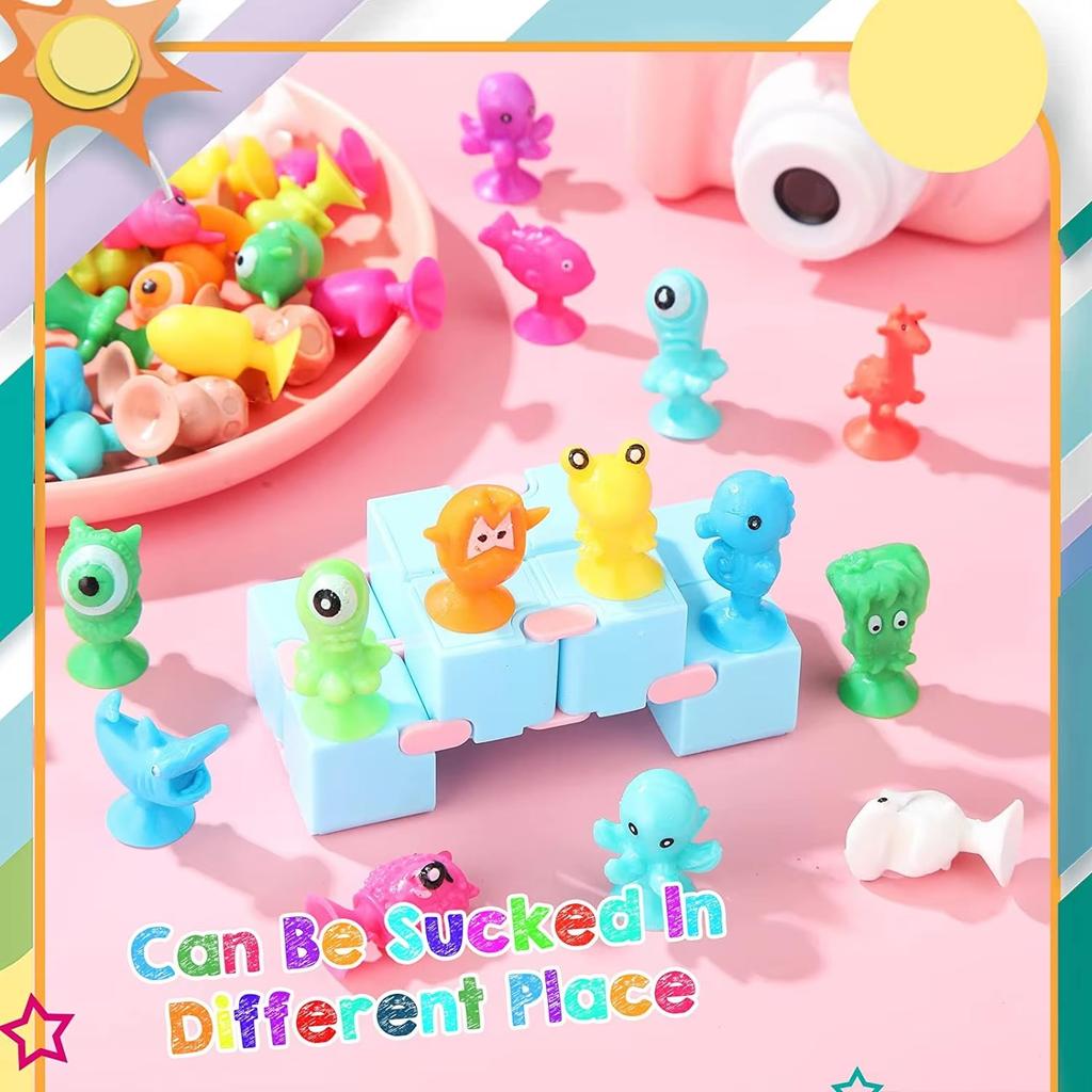 30Pcs/Lot Mini Sucker Dolls Marine Land Strange Animal Cupule Suckers Kids Action Toy Capsule Model Suction Cup Puppets