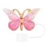 Cute Butterfly Straw Caps Silicone Toppers Covers for 10mm Straws, Dust-Proof Reusable Party Charms Guests Tumblers, Colorful Tips Accessories Coffee