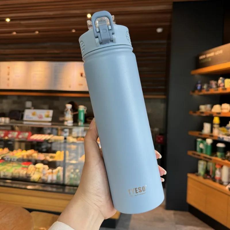 600ML/750ML Thermos Bottle with Straw Stainless Steel Vacuum Flask Insulated Water Bottle Travel Cup Mug Termica