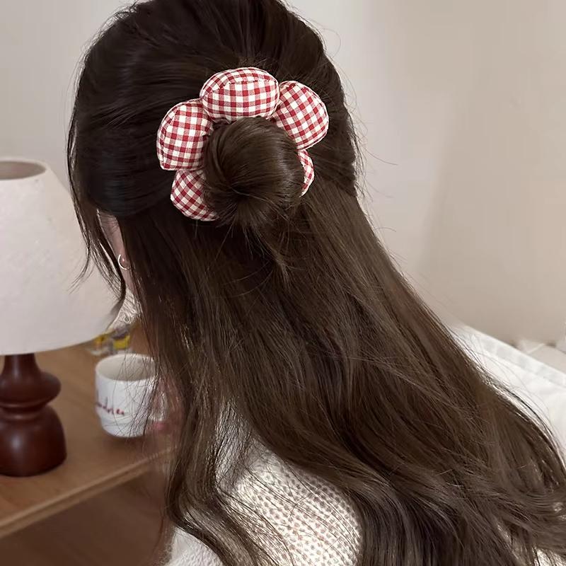 New Cute Flower Hair Band Bow Plaid Elastic Hair Ring Ties Headwear Girls Women Hair Accessories
