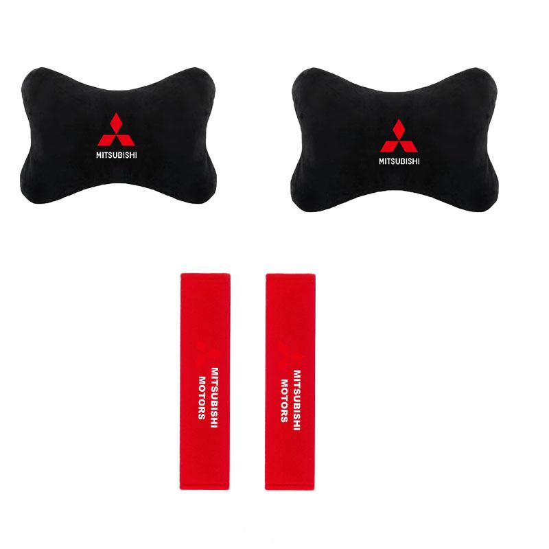 Car Neck Pillow Car Safety Headrest Cover Auto Seat Belt Shoulder Pads for Mitsubishi ASX Pajero Outlander EVO Lancer EX