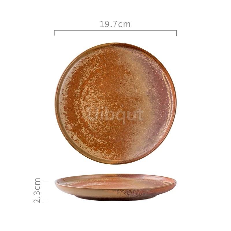 Yellow Ceramic round Vintage dinner Steak Plate Italian Pasta Dessert Salad Artistic Tableware dishes and plates dinner tray