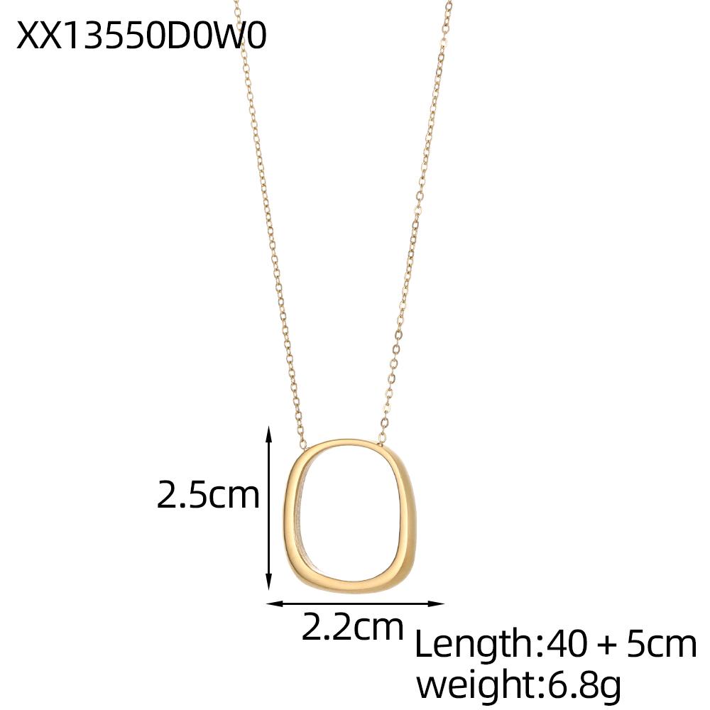 CARLIDANA Non Tarnish Simple Geometric Gold Plated Stainless Steel Chunky Long Vortex Oval Square Pendant Necklace for Women