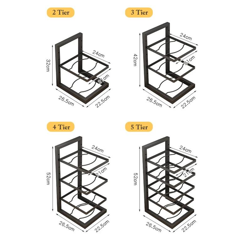Kitchen Shelf Space-saving Kitchenware Storage Rack Adjustable Pot Rack 2-4 Tiers Under Sink/Corner Applicable
