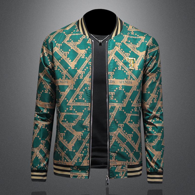 

Spring and Autumn New Jacket Men s Stand-Up Collar Trendy Fashion Korean Edition Slim-fit Large Size Casual Versatile Jacket 7789 5XL зелений