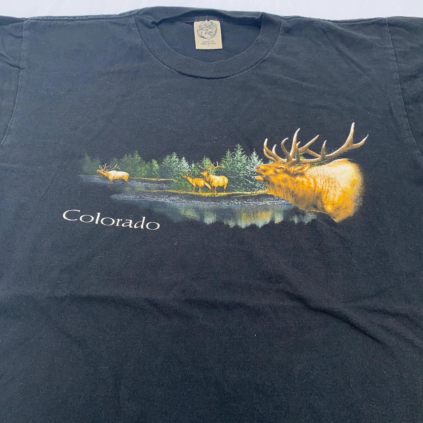 

винтажная футболка 90-х COLORADO MOOSE CALL NATURE размер M/L дикое животное 4XL