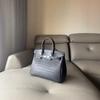 Matted Matte Alligator Head Cowhide Inner Seam Platinum Bag 25/30cm Steel Hardware All-match Genuine Leather Handbag