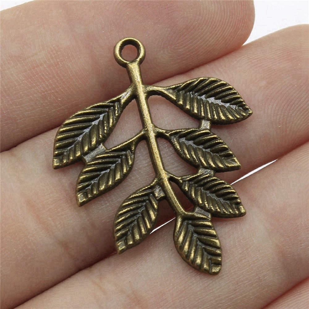 Foglie Grandi Dettagliate Fascino Botanico Bronzo Antico Lega di Zinco Materiali per la Creazione di Gioielli Stile Fabbricante di Gioielli Fascini Metallici