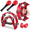 COOPHYA 1 Set Percussion Hand Maracas with Egg Shaker, Adult Tambourine, Maracas for Adults, Hand Tambourine, Plastic