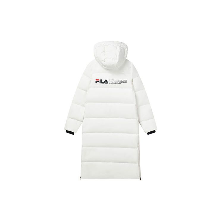 Fila Logo Printed Warm Mid-Length Sports Hooded Down Jacket Women Outerwear White F61W148956FWT