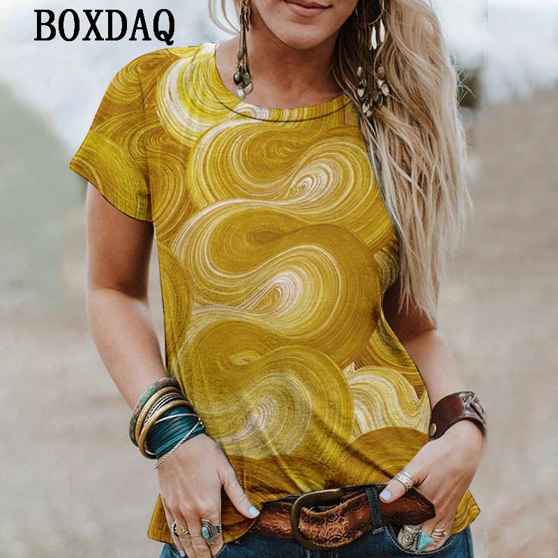 Short Sleeve Tie-dye Women T-Shirts 3d Print Street Gradient Summer Ladies Pullovers T Shirt 6XL Plus Size O-Neck Casual Tops