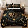 3pcs Bedding Set - Elegant & Golden Sun/Moon/Planets Print Duvet Cover with 2 Pillowcases, All-Season for Queen/King Size Beds