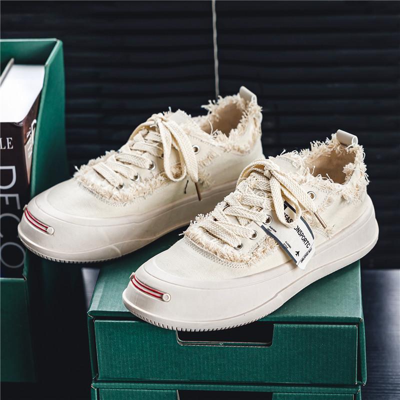 

Fashion 2025 Spring New Men s Shoes, Korean Version of Versatile Casual Shoes, One Piece of Student Canvas Board Shoes 39 бежевый