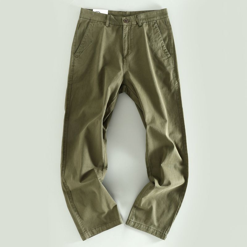 Men's Casual Pants from Foreign Trade Export Surplus, European Quality, Solid Color, Pure Cotton, Trendy Straight-Leg Long Pants for Men