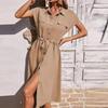 Women's Fashion Casual Cardigan Lapel Tunic Dresses