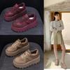 Dexun Shoes Platform Spring Heightening Women's Retro Matte Leather Plus Rhinestones Casual Fashion Sports Board Shoes Women's Shoes