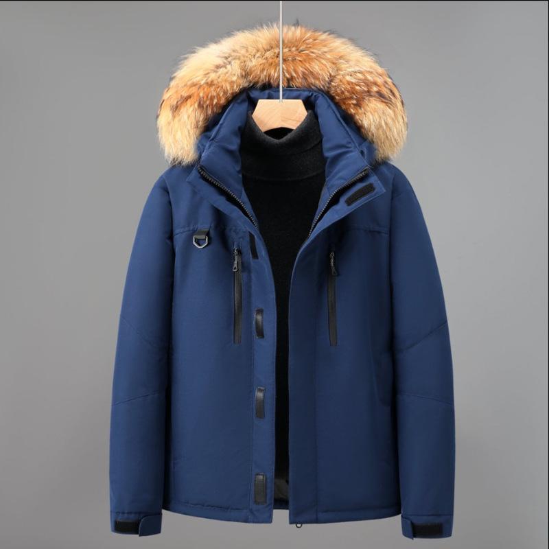 Detachable Hooded Fur Collar Cold Resistant Men's Winter Cotton Jacket Thickened Warm Lightweight Casual Loose Comfortable Cotton Clothes