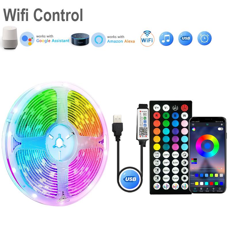 1-25M USB LED Strip Lights Remote Control Color Changing 5050 RGB Led Light Flexible Lamp Tape for TV Backlight Home Room Decor