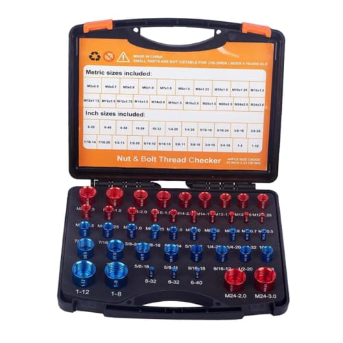 Shamiina 44-Piece Nut and Bolt Thread Checker, Bolt and Nut Identification Tool, Thread Checker