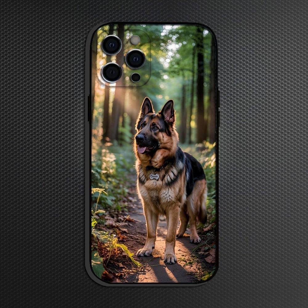 Beauty German Shepherd Dog Phone Case For iPhone 16,15,14,13,12,11 Plus,Pro Max, Soft Silicone Black Cover