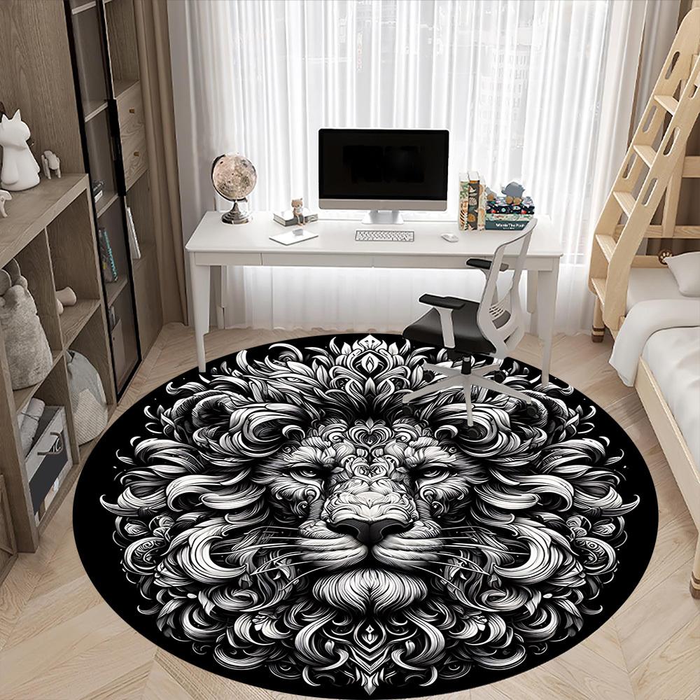 1PC Lion Head Ornament Chair Carpet for Office, Indoor Non-Slip Washable Carpet, Soft Comfortable Mat For Office Room Yy250930315