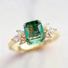 Luxury Green Cubic Zirconia Gold Color Rings for WomenTrendy Wedding Accessories Anniversary Party Elegant Lady Jewelry