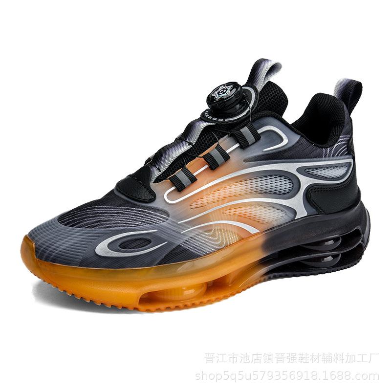 Men's shoes autumn breathable sports running shoes soft sole shock absorption rotating button new outdoor casual shoes trendy shoes