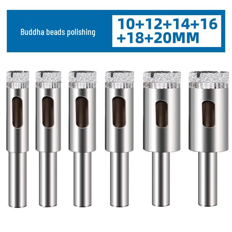 Diamond Grit Drill Bit for Glass, Tile, Marble, Jade & Rock Slab - Sizes 6/8/10/12