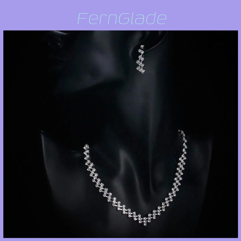 Minimalist Water Cube Necklace And Earrings Set For Brides And Women
