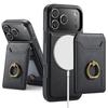 2 in 1 Detachable Magnetic Ring Holder Cards Solt Wallet Leather Case For iPhone 17 Pro Max 16 Plus 15 Plus 14 13 12 11 Cover