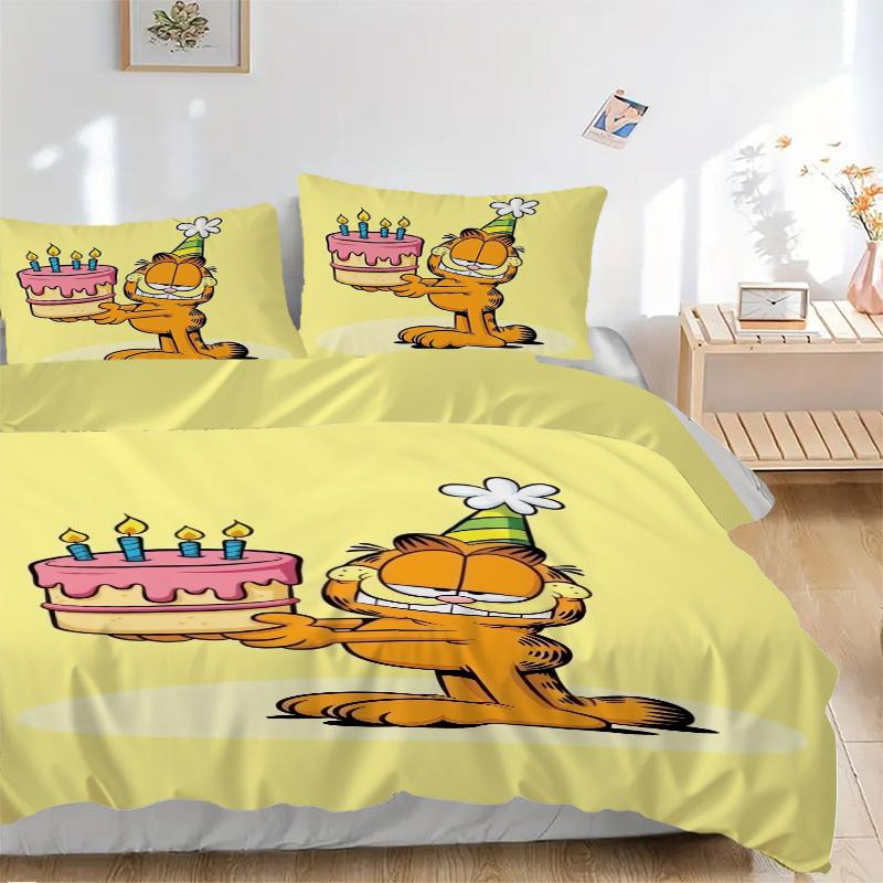 

Garfield Birthday Celebration Bedding Set - 3 Piece Comforter Cover Gift for Bedroom,Includes No InsertB148 135x200cm