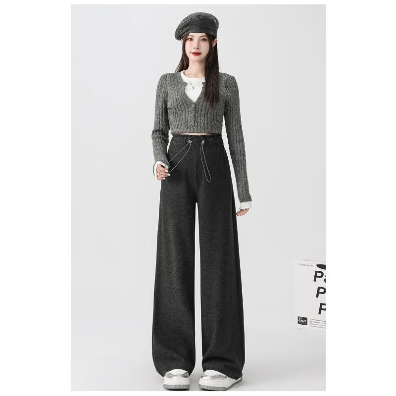 Pregnant women's glutinous rice wide-leg pants spring, autumn and winter fleece thickened outer wear casual support warm long leggings autumn wear
