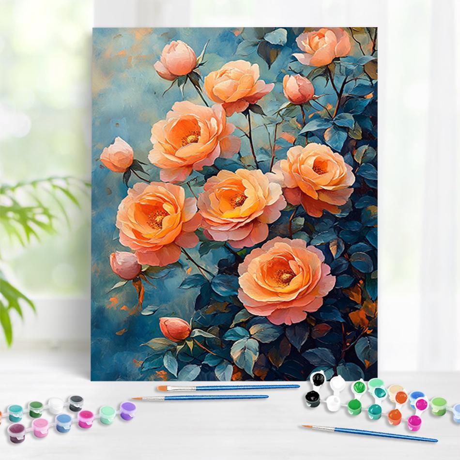 

1 шт. Набор для рисования по номерам «Сделай сам» Картина «Розовые и нежные пионы» Расписанная вручную на холсте по номерам Акриловые наборы 40x50 см/16x20 дюймов Без рамы 40x50cm NO Frame