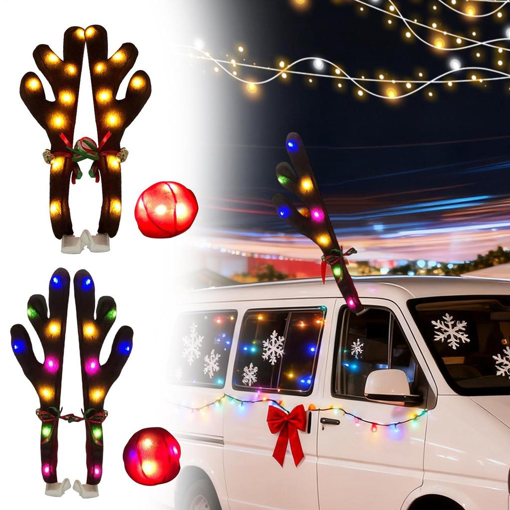 Reindeer Car Decor Cute LED Holiday Supplies with Jingle Bells Christmas Reindeer Decor for Travel Daily Special Occasions