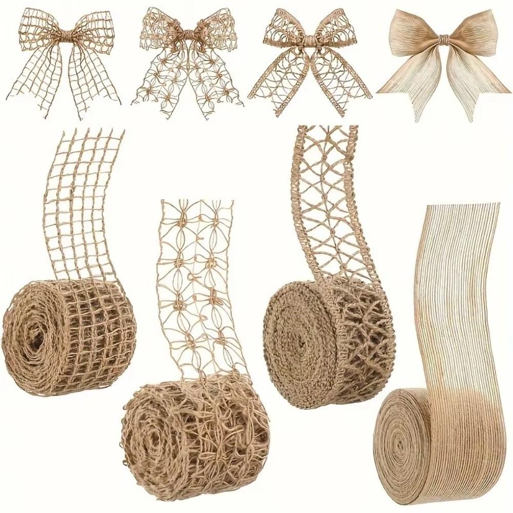 Brown Color Jute Burlap Ribbon Natural Rustic Ribbon Spool Burlap Craft Ribbon for DIY Craft