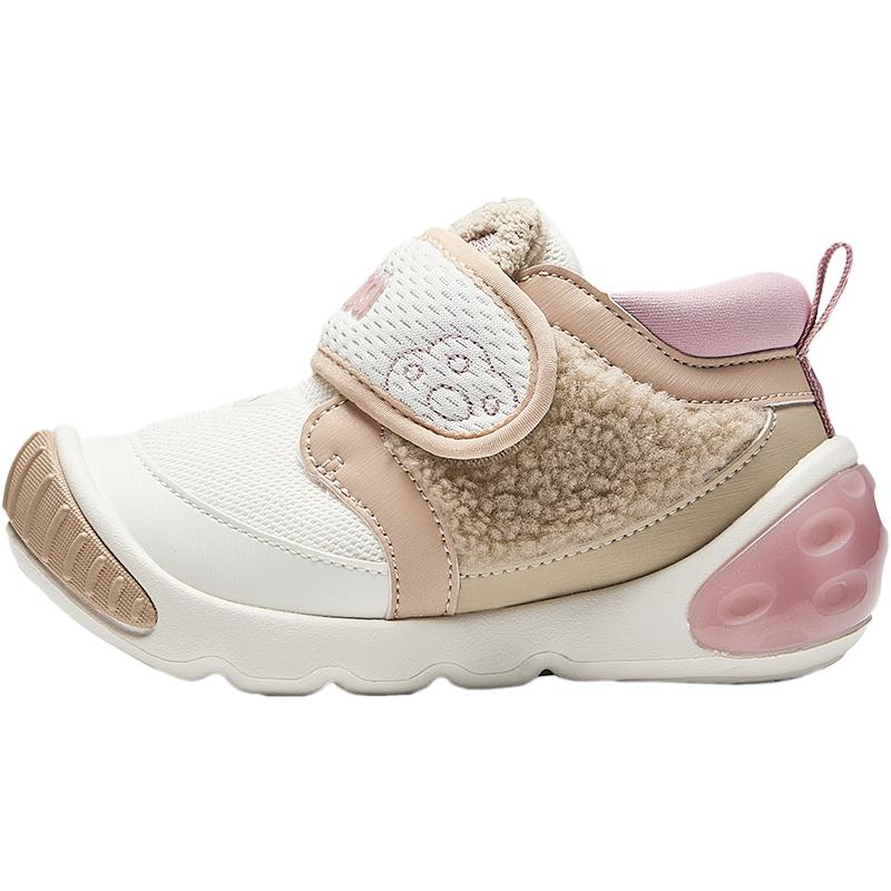 Anta Kids 5U Synthetic Leather Mesh Comfortable Versatile Anti-Kick Wear-Resistant Low-Top Walking Shoes Baby Shoes White A22440054-2